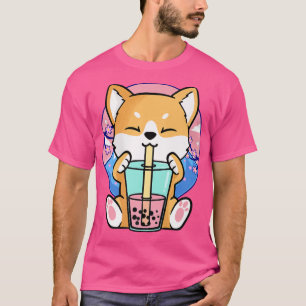 Camiseta Kawaii Corgi Perro Bubble Tea Boba Anime Neko Japa