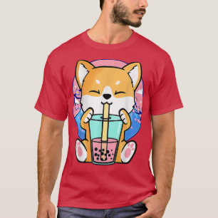Camiseta Kawaii Corgi Perro Bubble Tea Boba Anime Neko Japa