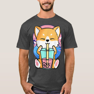 Camiseta Kawaii Corgi Perro Bubble Tea Boba Anime Neko Japa