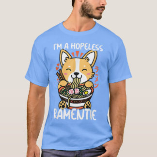 Camiseta Kawaii Corgi Ramen Cupe Papel Anime Japonés De Man