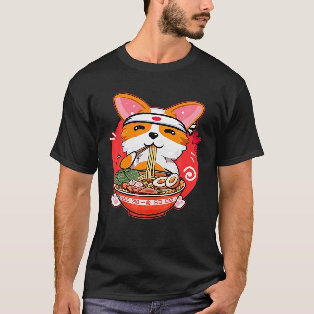 Camiseta Kawaii Corgi Ramen Cute Manga Japonesa Perro Anime (Anverso)
