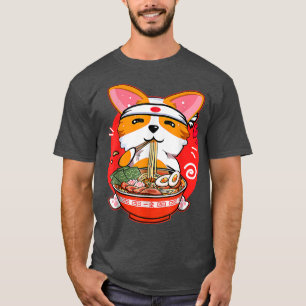 Camiseta Kawaii Corgi Ramen lindo regalo japonés de ánime d