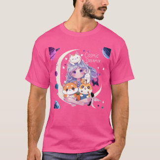 Camiseta Kawaii Cosmic Dreamer Cute Moon Animal Friends gif