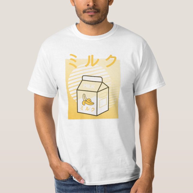 Camiseta Kawaii Cow Retro Leche de plátanos japonesa (Anverso)