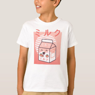Camiseta Kawaii Cow Retro Leche japonesa de bata