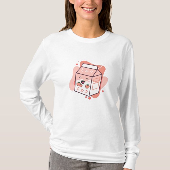Camiseta Kawaii Cow Retro Leche japonesa de bata (Anverso)