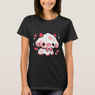 Camiseta Kawaii Cow Strawberry Cute Chicas De Anime Estétic