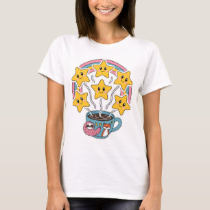 Camiseta Kawaii - Cuta Copa Arcoiris con estrellas