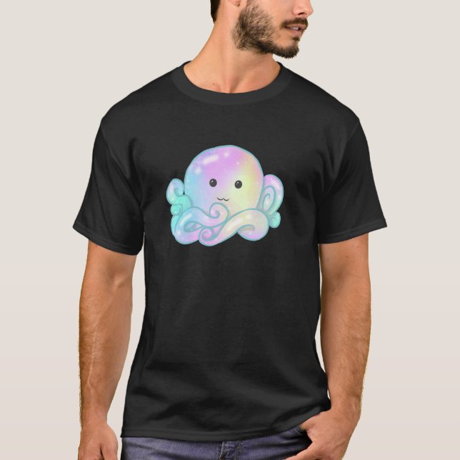 Camiseta Kawaii Cute Aesthetic Happy Pastel Galaxy Octopus (Anverso)