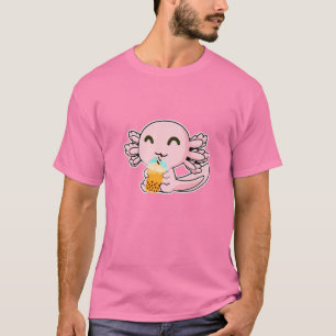 Camiseta Kawaii Cute Anime Axolotl Boba Tea de burbuja Té 