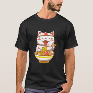 Camiseta Kawaii Cute Anime Cat Neko Otaku Japonés Ramen No