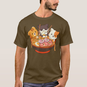 Camiseta Kawaii Cute Anime Cats Otaku Japanese Ramen Noodle