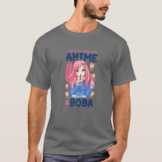 Camiseta Kawaii Cute Anime Chica Otaku Japonés Boba Tea Gif (Anverso)
