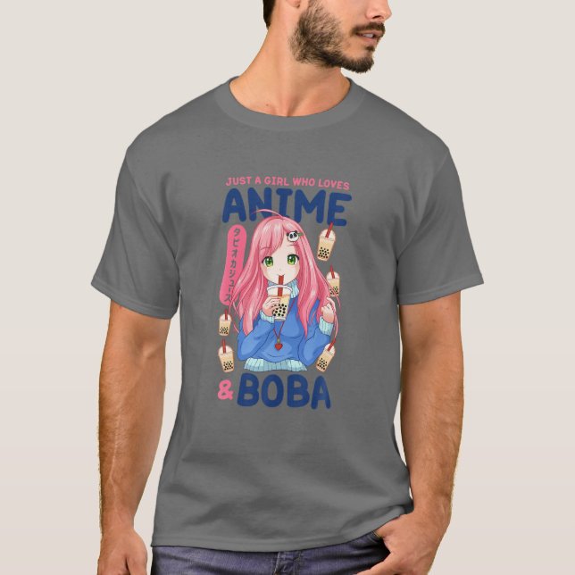 Camiseta Kawaii Cute Anime Chica Otaku Japonés Boba Tea Gif (Anverso)