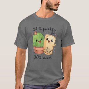 Camiseta Kawaii Cute Anime Otaku japonés Boba Tea Cactus S