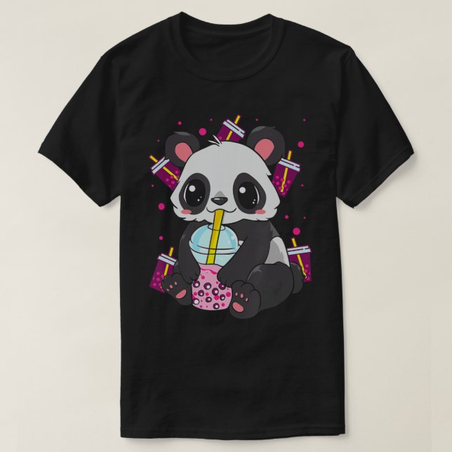 Camiseta Kawaii Cute Anime Panda Boba Bubble Tea Otaku Homb (Diseño del anverso)