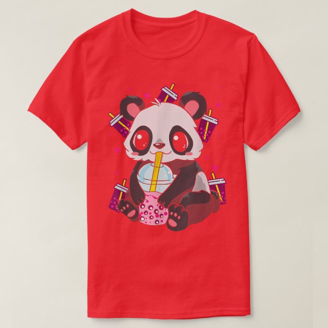 Camiseta Kawaii Cute Anime Panda Boba Bubble Tea Otaku Homb (Diseño del anverso)