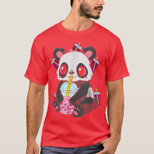 Camiseta Kawaii Cute Anime Panda Boba Bubble Tea Otaku Homb