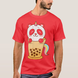 Camiseta Kawaii Cute Anime Panda Boba Bubble Tea Otaku Homb