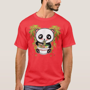 Camiseta Kawaii Cute Anime Panda Otaku Japonés Ramen Noodl