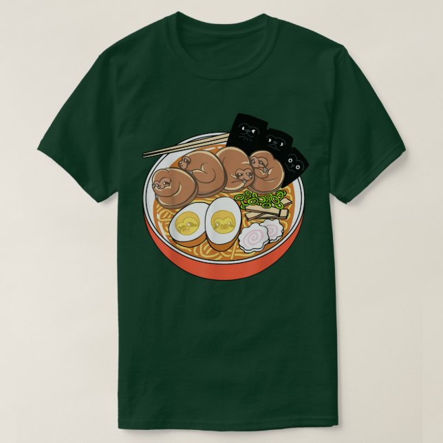 Camiseta Kawaii Cute Anime Sloth Otaku Japonés Ramen Noodl (Diseño del anverso)