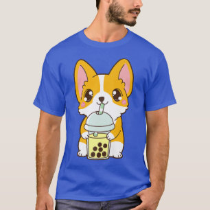 Camiseta Kawaii Cute Boba Corgi Perro Banana Bubble Pearl