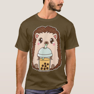 Camiseta Kawaii Cute Boba Hedgehog Peach Mango Bubble Pearl