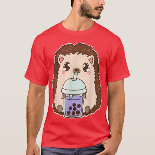 Camiseta Kawaii Cute Boba Hedgehog Taro Ube Bubble Pearl