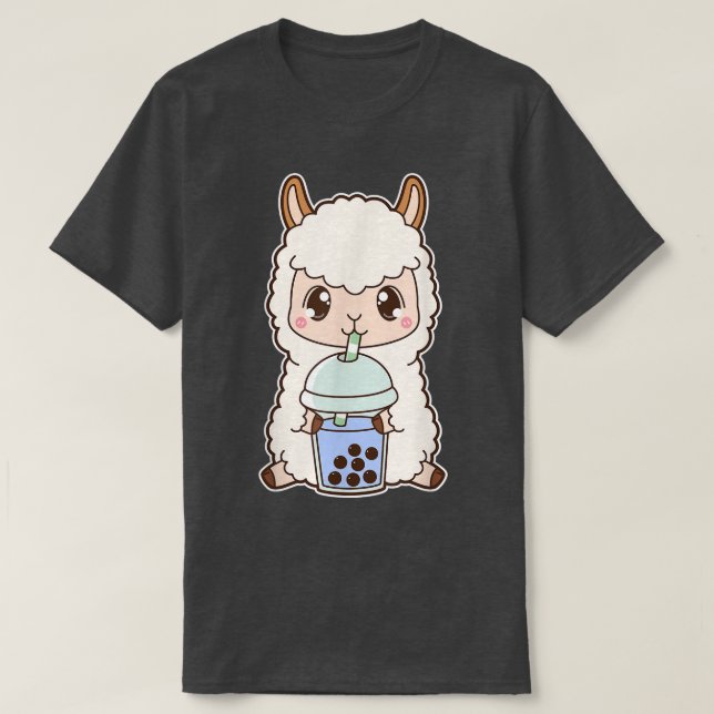 Camiseta Kawaii Cute Boba Llama Alpaca Blue Bubble Pearl Mi (Diseño del anverso)