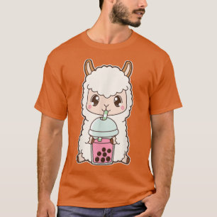Camiseta Kawaii Cute Boba Llama Alpaca Strawberry Bubble Mi