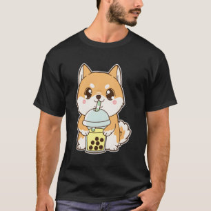 Camiseta Kawaii Cute Boba Shiba Inu Perla de la burbuja ama