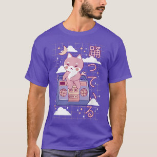 Camiseta Kawaii Cute Fox Anime Japanese Retro Moon Music Ni