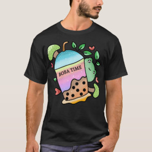 Camiseta Kawaii Cute Frog Beber Boba Tea