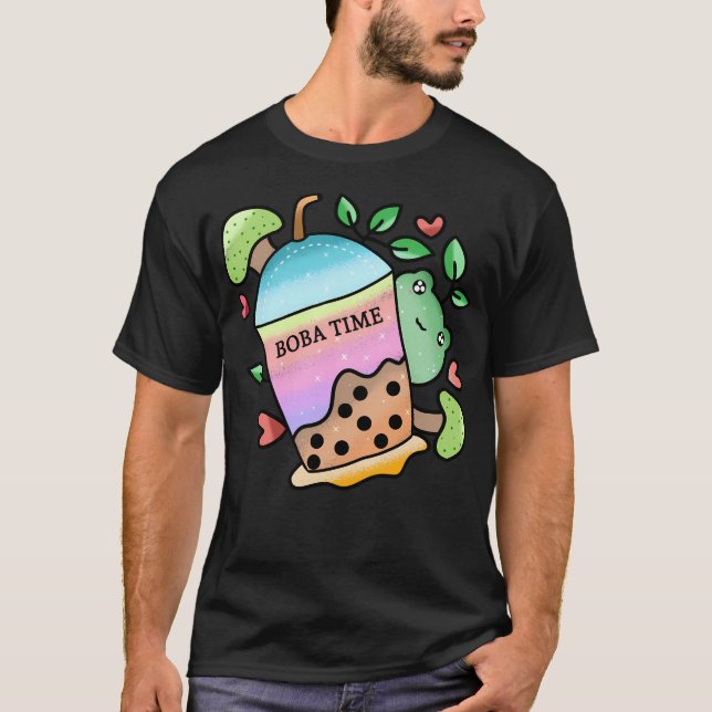 Camiseta Kawaii Cute Frog Beber Boba Tea (Anverso)