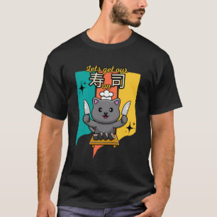 Camiseta Kawaii Cute Gato Chef Con Cuchillos, Vamos A Conse