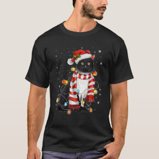 Camiseta Kawaii Cute Gato Negro Santa Se Molesta En La Vida