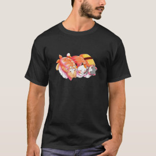 Camiseta Kawaii Cute Gatos Sushi Otaku Japonés Para Hombres