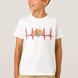 Camiseta Kawaii Cute Kitten Ramen EKG Heartbeat Otaku Anime