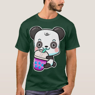 Camiseta Kawaii Cute Panda Bear Anime Boba Beber Té