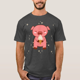 Camiseta Kawaii Cute Pig With Ice Cream Pajamas 