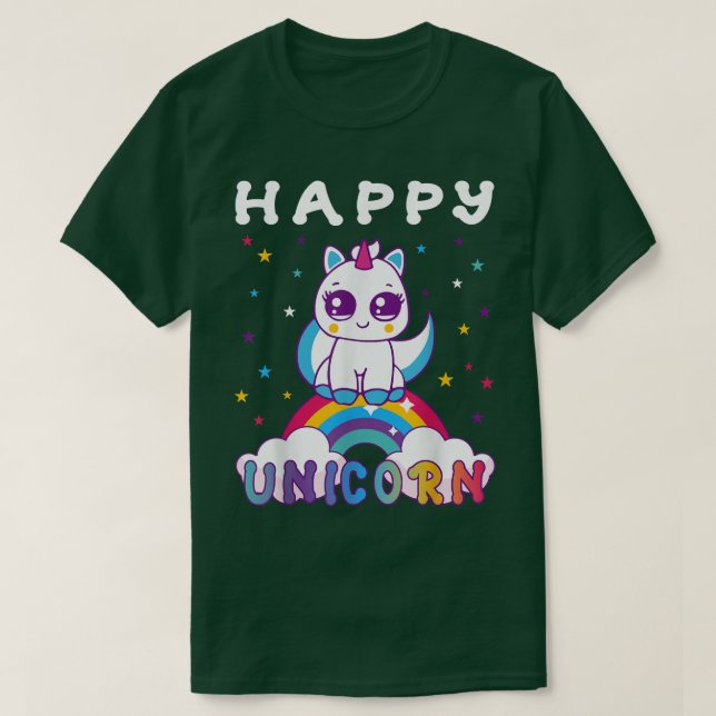 Camiseta Kawaii Cute Rainbow Unicorn (Diseño del anverso)