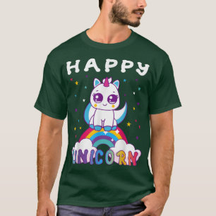 Camiseta Kawaii Cute Rainbow Unicorn