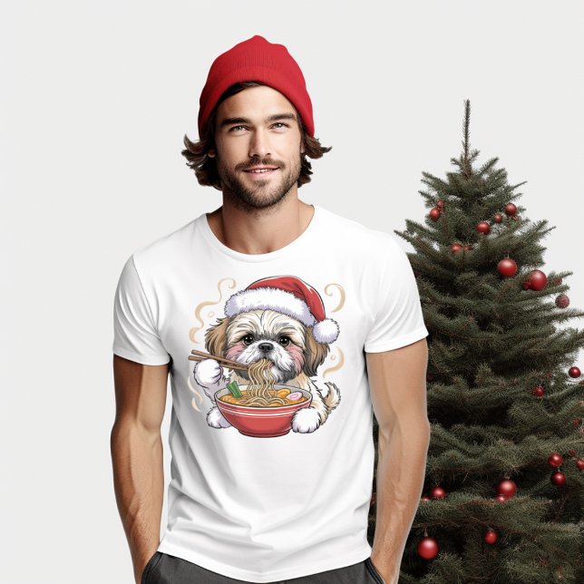 Camiseta Kawaii Cute Santa Shih Tzu Eating Ramen (Subido por el creador)
