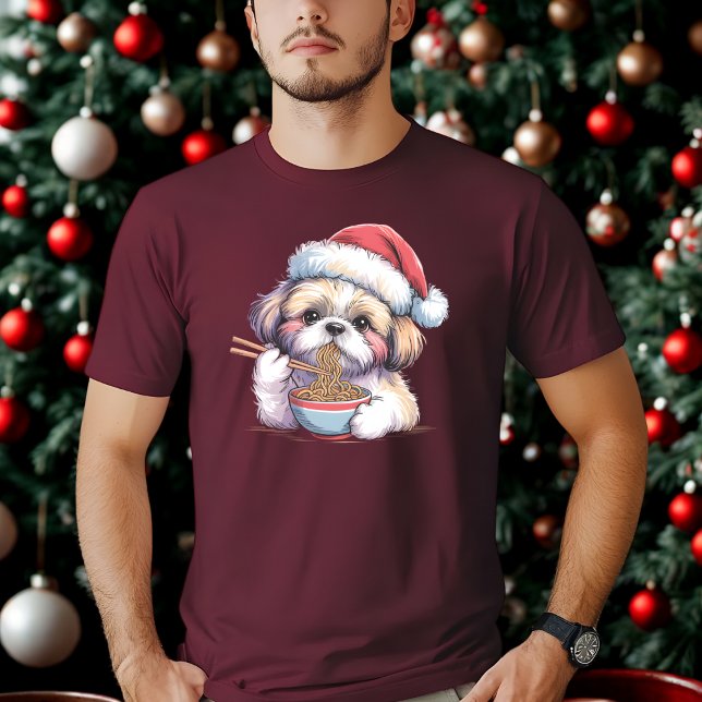 Camiseta Kawaii Cute Santa Shih Tzu Eating Ramen (Subido por el creador)