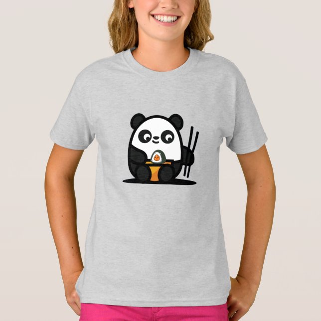 Camiseta Kawaii Cute Sushi Panda T-Shirt (Anverso)