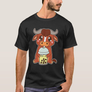 Camiseta Kawaii Cute Zodiac Boba Ox Banana Bubble Pearl