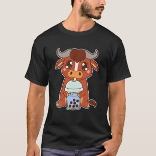Camiseta Kawaii Cute Zodiac Boba Ox Blue Bubble Pearl