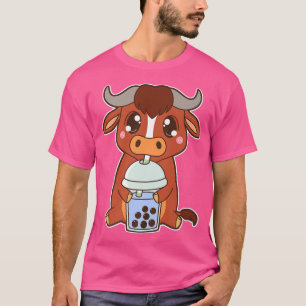 Camiseta Kawaii Cute Zodiac Boba Ox Blue Bubble Pearl