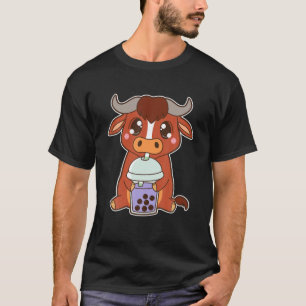 Camiseta Kawaii Cute Zodiac Boba Ox Morple Taro Bubble Pear