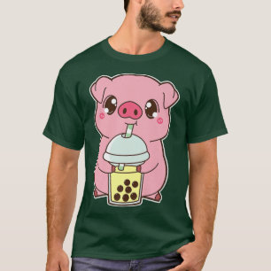 Camiseta Kawaii Cute Zodiac Boba Pig Banana Bubble Pearl Mi